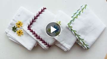 VERY EASY HANDKERCHIEF HAND EMBROIDERY DESIGNS FOR BEGINNERS#outline and flower hand embroidery??...