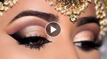 How To: STEP-BY-STEP INDIAN/ASIAN BRIDAL EYE MAKEUP| Universal Neutral Gold CutCrease