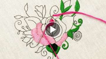easy Brazilian Embroidery for beginners 02/2021 - hand embroidery rose - bullion knot rose stitc...