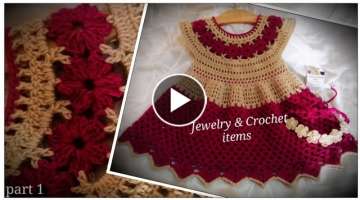 Free Pattern |Crochet Baby Dress with Flowers Design (part 1)