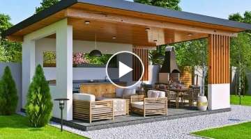 200 Backyard Patio Design Ideas 2022 Rooftop Garden Landscaping ideas House Exterior Terrace Perg...