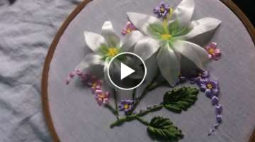 Hand embroidery designs. How to make Ribbon embroidery flowers .