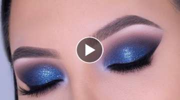 Navy Glitter Smokey Eyes Tutorial | Glam Makeup Tutorial