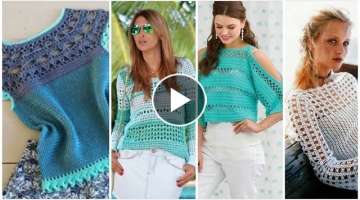 49 best and beautiful American fashion style Crochet fancy cotton casual wear women Blouse top dr...