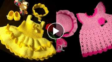 Crochet New Born Baby Dress,Crochet Pattern,Crosia Frock Design,क्रोशिया फ्�...