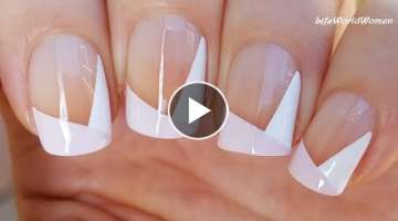 Geometric SIDE FRENCH MANICURE In Negative Space Nail Art Design