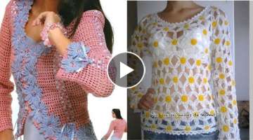Very Attractive crochet Flower Lace Pattern Women Tops And Blouse Designs Ideas