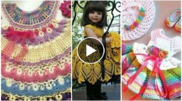 Top stylish crochet lace flower pattern baby dress, baby top blouse design ideas