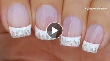 EASY WEDDING NAIL ART IDEAS #1 / White & Gold French Manicure Using Toothpick