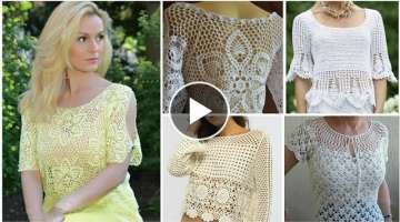 Trendy designer women fashion crochet knitted bolero lace pattern fancy blouse/ Boho crochet top...