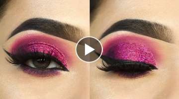 Pink Glitter Eye Makeup Look|| Simple and easy eye makeup || #7DaysOfGlitter Day 6 ||Shilpa