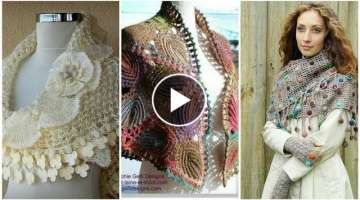 Latest stylish & Beautiful crochet lace flower bridal caplet shawl design for ladies.