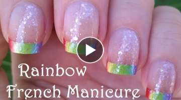 RAINBOW NAILS In French Manicure Design / Pretty Sponge Nail Art