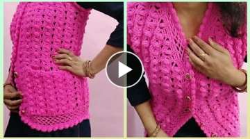 Beautiful Crochet Ladies Jacket/बिल्कुल नयी कोटी(part-1)