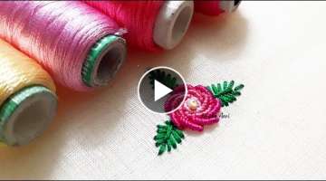 Aari Work Tutorial 87 | Shaded Bullion Rose using Silk Thread for Beginners | Sample Kurti Idea