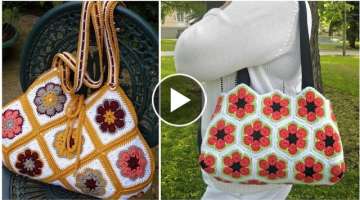 New design and ideas for ladies of crochet flowers handbags patterns