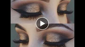Gold and Black Smokey Eye Makeup Tutorial | Glittery Smokey eye