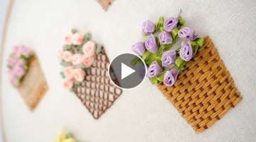 Hand Embroidery Stitches for Flower Basket by DIY Stitching