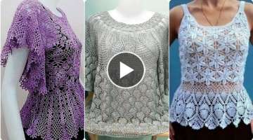 Beautiful latest stylish crochet knitting work fancy blouse skirts pattern designs for women