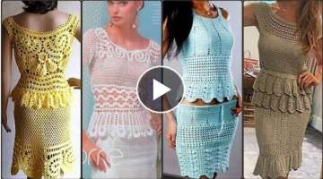 Top 50 Latest creative easy crochet handknit skirts blouse crop top pattern designs for woman