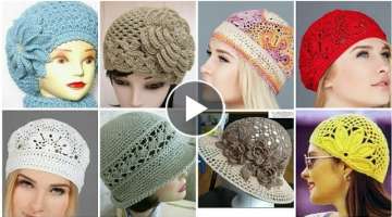 New #fashion style Crochet Caps/Hats Beautiful and Stylish Crochet flowers Patterns multi ideas