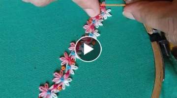 Hand embroidery of a border pattern or side design,easy and beautiful
