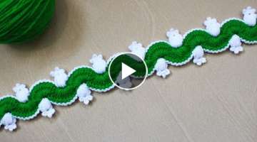 Amazing Pattern design|Jhalar ki patti|Crochet toran patti|Woolen lace|HAND EMBROIDERY