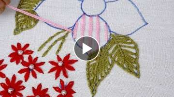 Raised Double Sided Stem Stitch embroidery flower design || Hand embroidery easy flower design