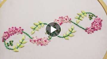 Beautiful and easy border hand embroidery design with lazy daisy stitch and french knots