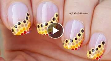FALL NAIL ART 2019 #8 / Yellow Side French Manicure With Dot Design