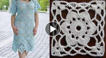 How to crochet EASY for beginners Crochet motif dress pattern