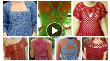 Very Beautiful Fancy Cotton Crochet knitted Doily Lace Pattern Women fashion CropTop Blouse Dres...
