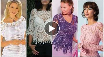 Latest and stylish hand knitted crochet bloreo pattern top blouse dress for high fashion ladies