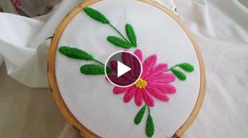 Hand Embroidery: Raised fishbone stitch variation
