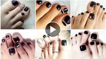 most beautiful and sexy women toe black nail art designe and ideas 2020