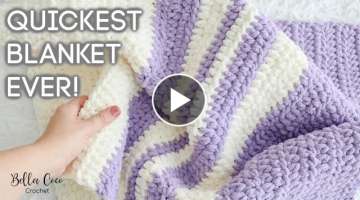 HOW TO CROCHET A FAST AND EASY BLANKET | BEGINNER FRIENDLY | MAKE IN 3 HOURS | Bella Coco Crochet