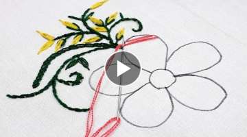 hand embroidery flower design portugese stitch & raised buttonhole stitch