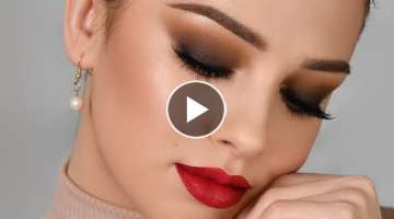 DATE NIGHT Makeup Tutorial | Sultry Smokey Eye & Red Lipstick