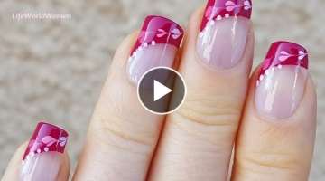 VALENTINE'S DAY NAILS 2022 ???? Deep Pink FRENCH MANICURE ~ Heart Nail Art Tutorial