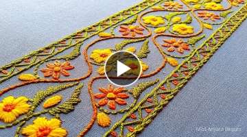 Cute Embroidery Borderline Designs, Hemline Embroidery Pattern, Awesome Border Embroidery-247