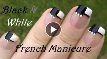 BLACK & WHITE NAIL ART / Separated French Manicure Tutorial