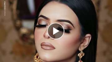 Barat makeup tutorial | Brown Aqua with Gold Glitter Eyeshadow | Farah’s beauty salon