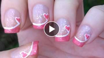 French Manicure Ideas #4: Valentine's Day PINK TIP NAILS - Easy HEART Nail Art!