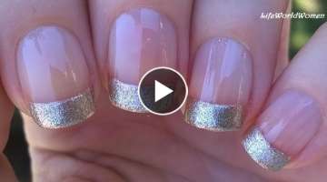 How to: Easy & Quick GOLD FRENCH MANICURE Nail Art