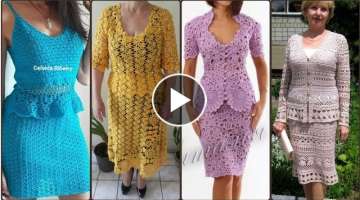Most wonderful latest stylish easy crochet handknit skirts blouse top pattern designs for woman