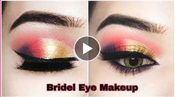 Affordable Indian Bride Eye Makeup Tutorial || Red and Golden eye for Bride Wedding eye look