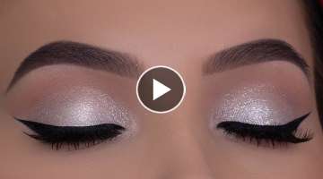 Classic Holiday Glitter Eye Makeup | White Golden Reflects Glitter With Red Lipstick