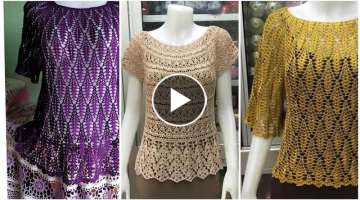 #short Fabulous Crochet Sequence Pattern Based Tunic Tops/Most Awesome Style