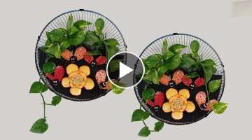 Wall Decor using Recycle Material Electric Fan Casing - Money Plants | Home Idea for Wall Hanging