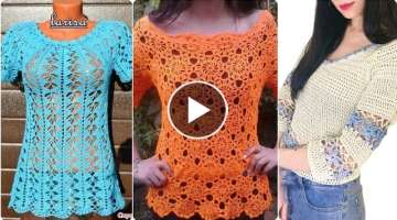Beautiful latest stylish crochet knitting work fancy blouse skirts pattern designs for women